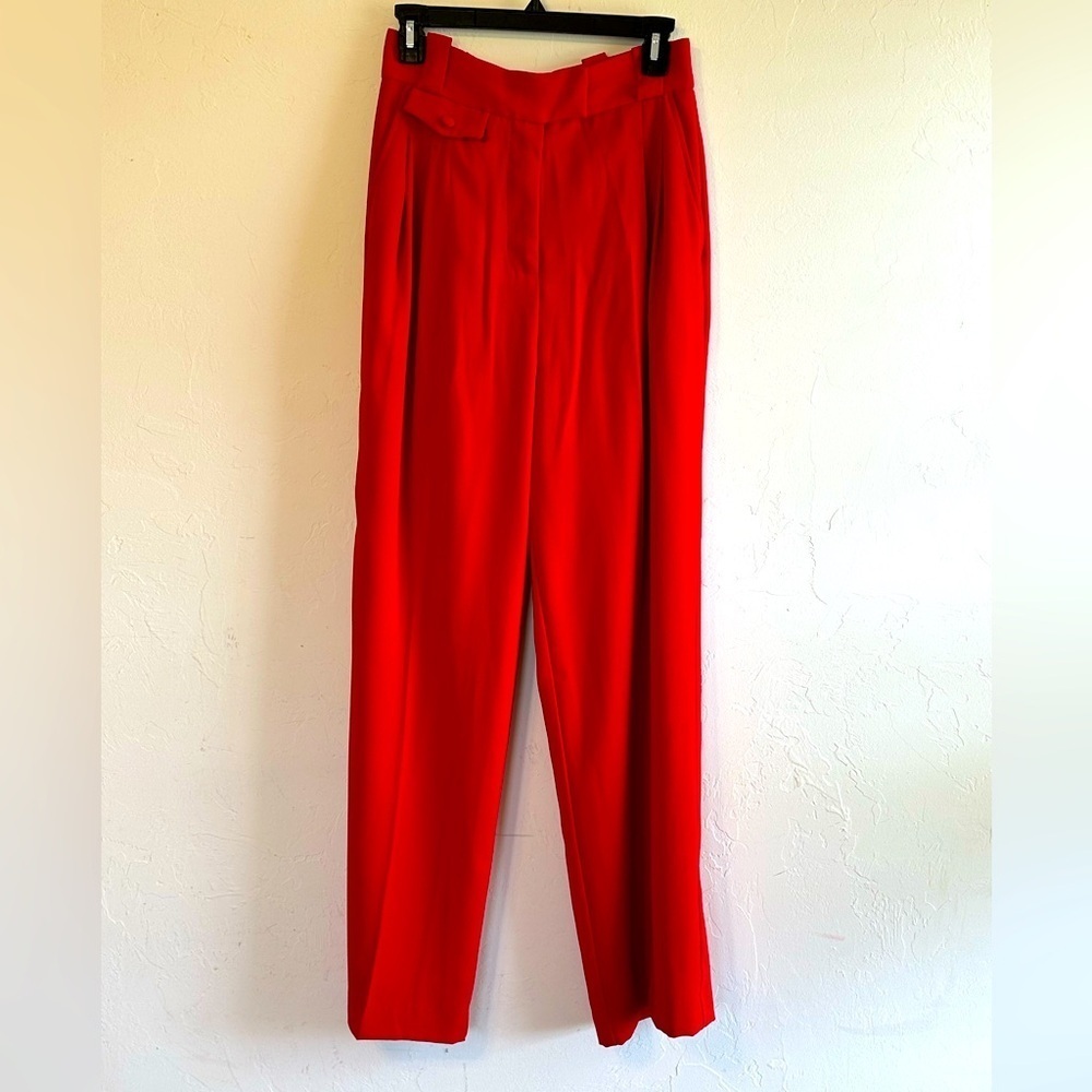 NWT A Loves A Red Wide Leg Sophisticated Pleated Front Career Trouser Pants Sz 4